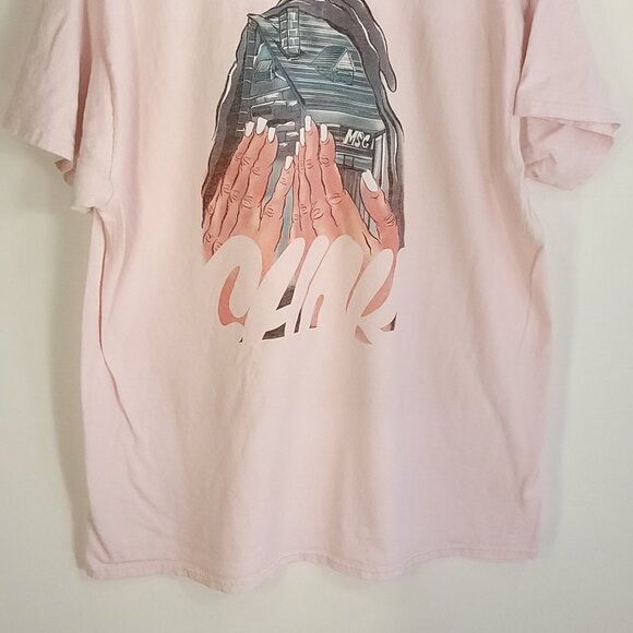 Port & Company Graphic T-Shirt Men's XL Pink Hands Over House Face - Picture 7 of 12